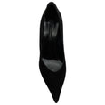 Load image into Gallery viewer, Casadei Black Suede Scalloped Edge Pumps with Silver Blade Heel
