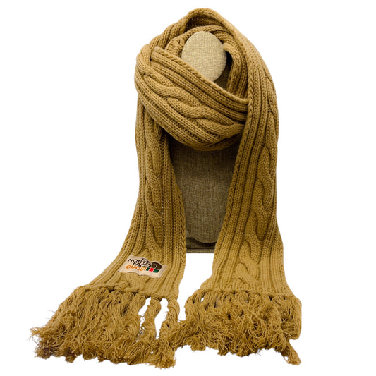 The North Face x Gucci Sand Fringed Cable Knit Wool Scarf