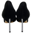 Load image into Gallery viewer, Casadei Black Suede Scalloped Edge Pumps with Silver Blade Heel
