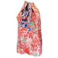 Load image into Gallery viewer, Prabal Gurung Red / Blue Multi Printed Tie-Neck Silk Blouse
