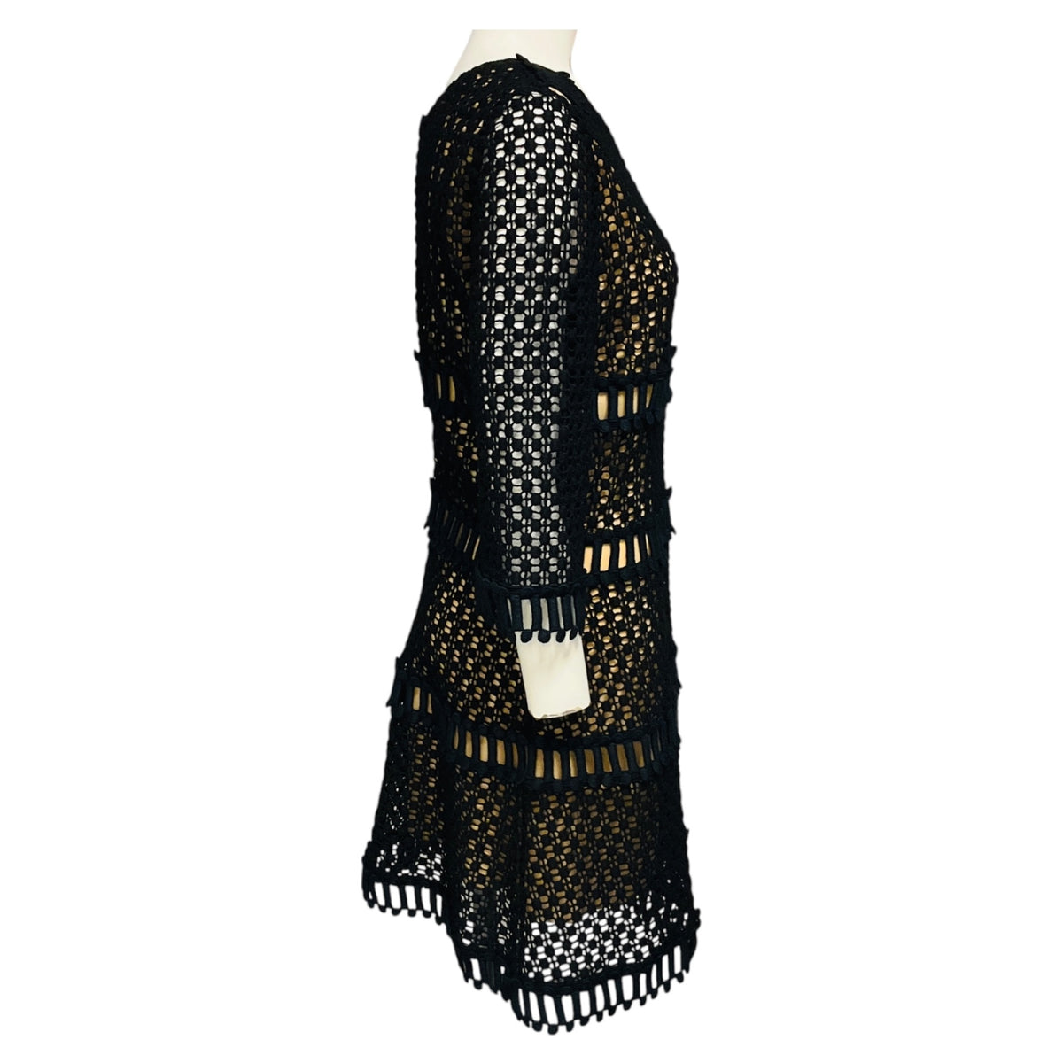 Chloe Black / Navy / Nude Popcorn Wool Embroidery Lace Cocktail Dress