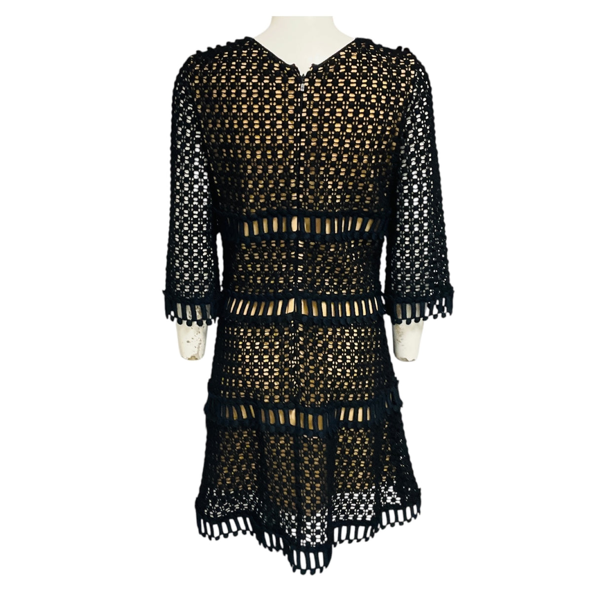 Chloe Black / Navy / Nude Popcorn Wool Embroidery Lace Cocktail Dress