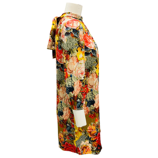 Dolce & Gabbana Red / Gold Multi Floral Silk Mini Dress