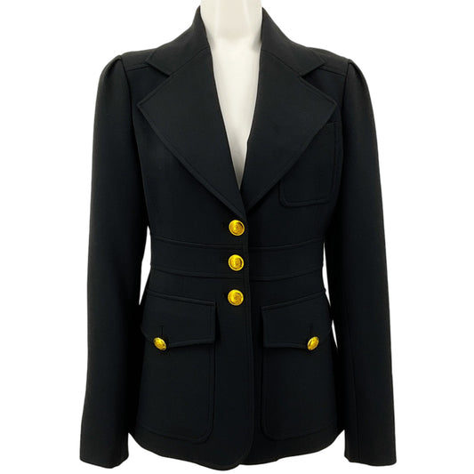 A.L.C. Black Ponte Knit Amelia Jacket with Gold Buttons

