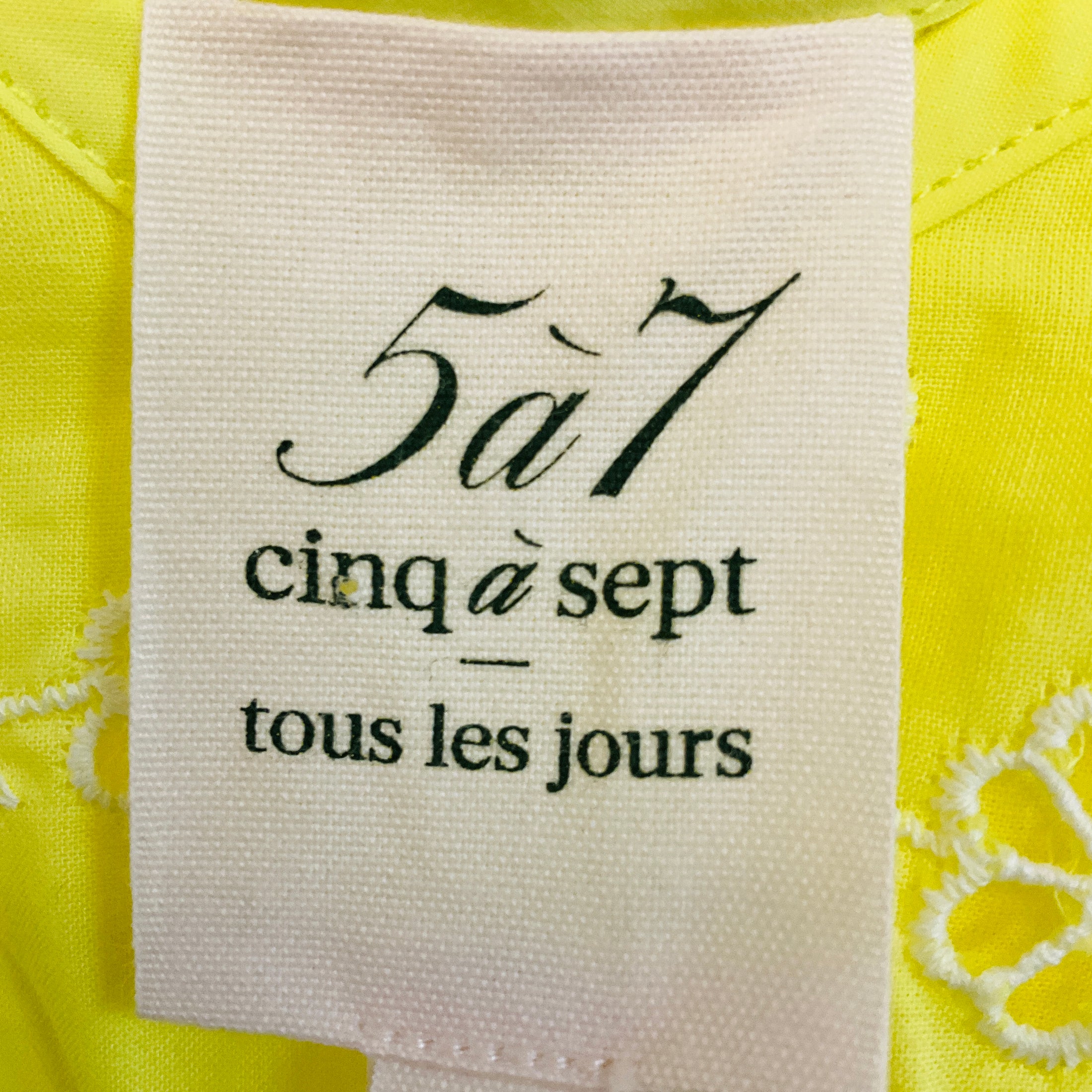 Cinq a Sept Yellow Dayglow / White Debie Sleeveless Eyelet Midi Dress