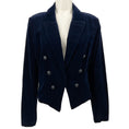 Load image into Gallery viewer, L'Agence Navy Blue Velvet Cropped Open Front Wayne Jacket

