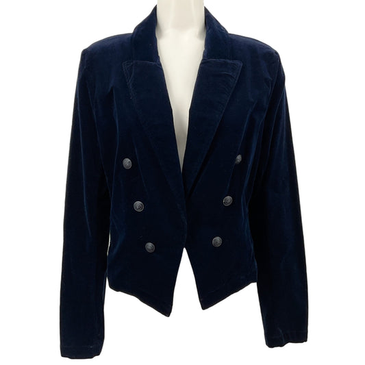 L'Agence Navy Blue Velvet Cropped Open Front Wayne Jacket
