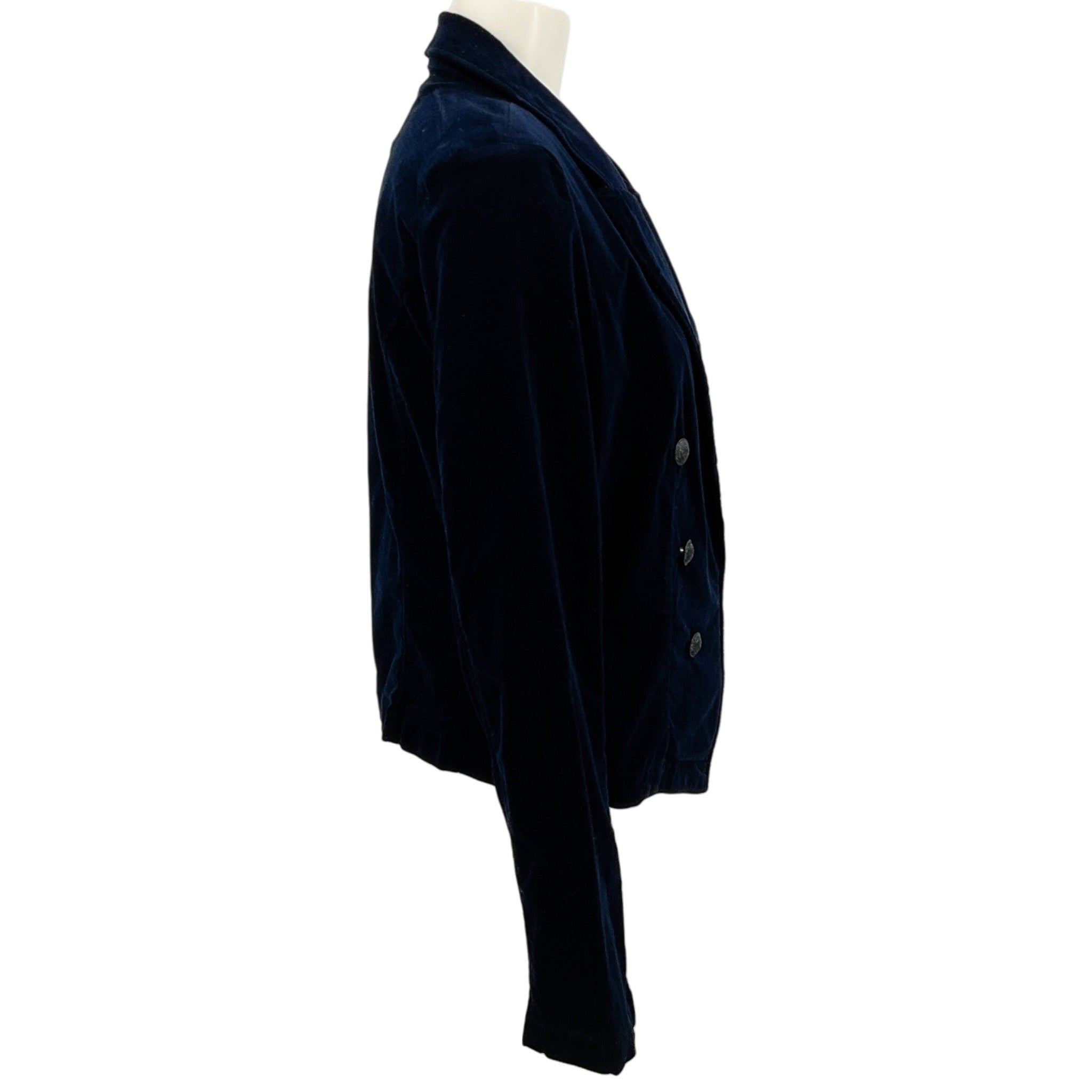 L'Agence Navy Blue Velvet Cropped Open Front Wayne Jacket
