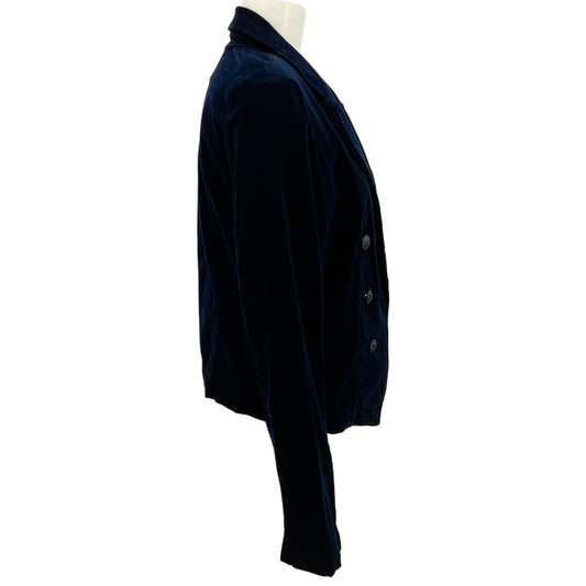 L'Agence Navy Blue Velvet Cropped Open Front Wayne Jacket
