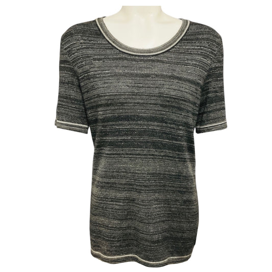 Chanel Grey Short Sleeved Cashmere Knit Pullover Sweater