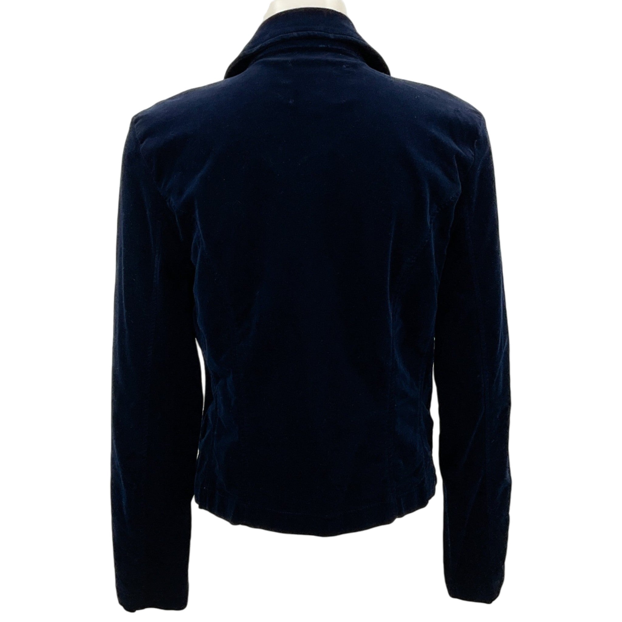 L'Agence Navy Blue Velvet Cropped Open Front Wayne Jacket