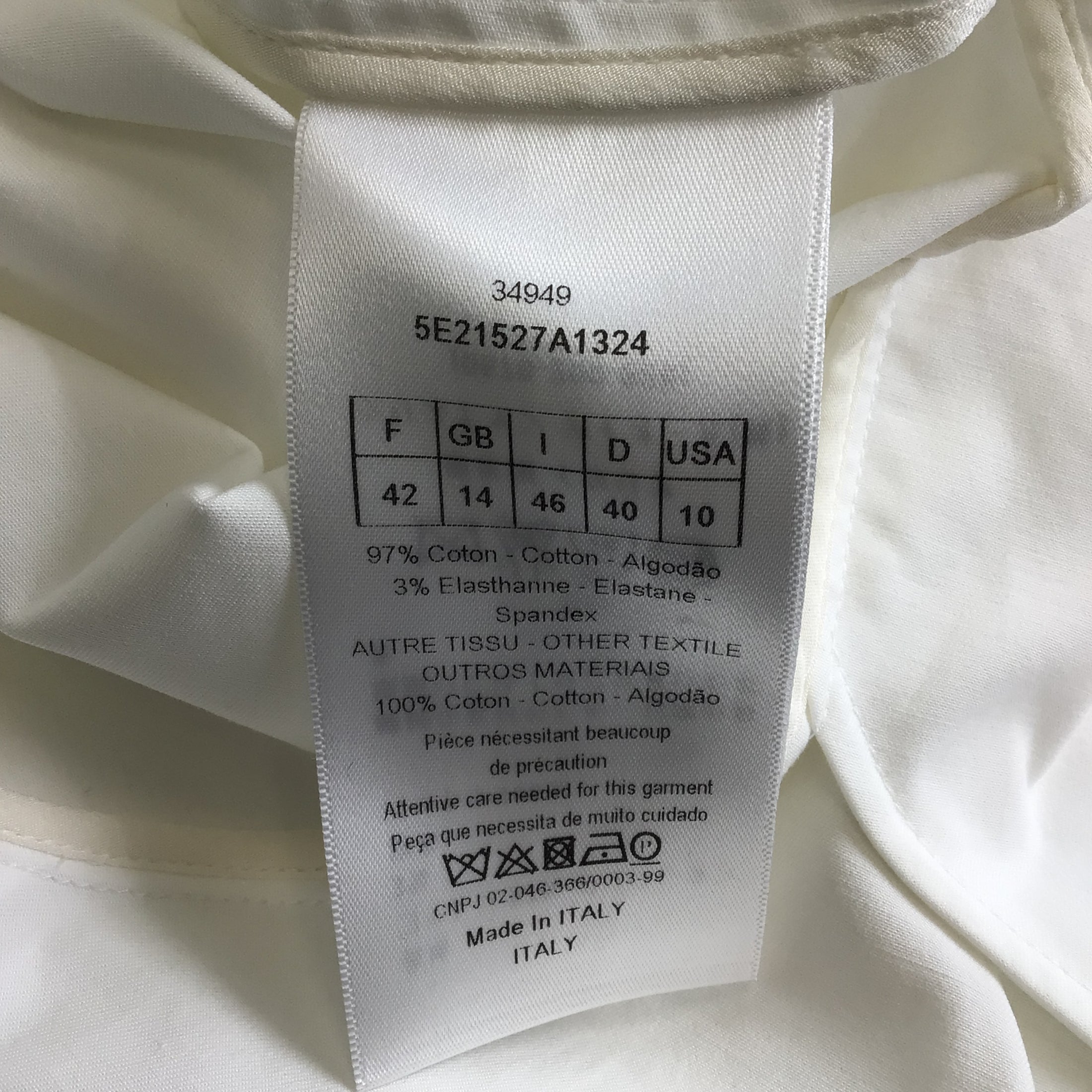 Christian Dior White Brocade Detail Peplum Hem Cotton Shirt