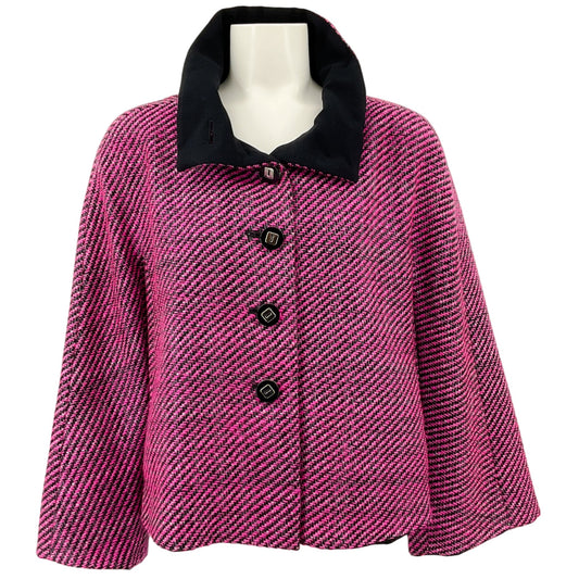 Escada Pink / Black Wool Knit Funnel Neck Jacket
