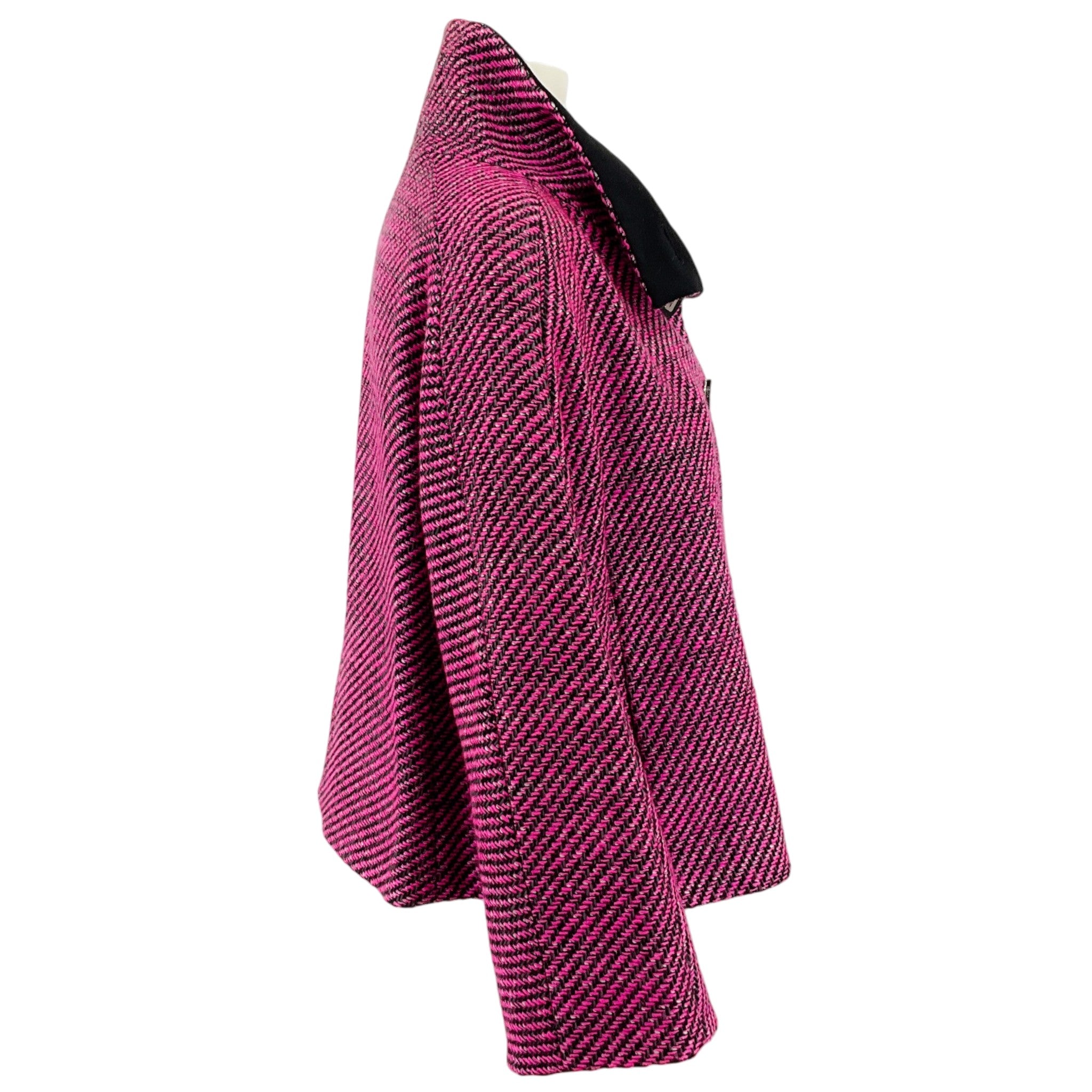 Escada Pink / Black Wool Knit Funnel Neck Jacket