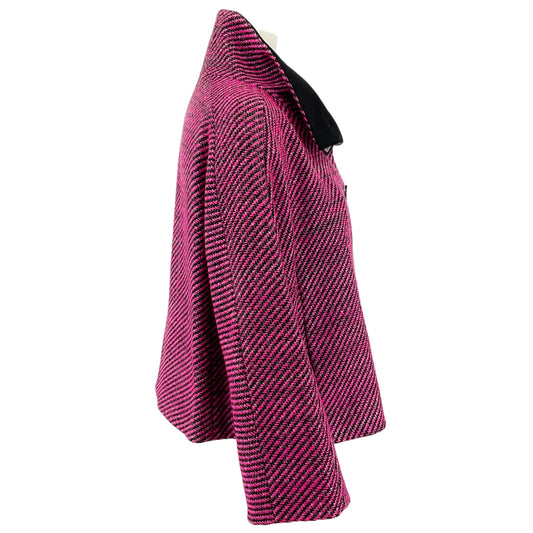 Escada Pink / Black Wool Knit Funnel Neck Jacket