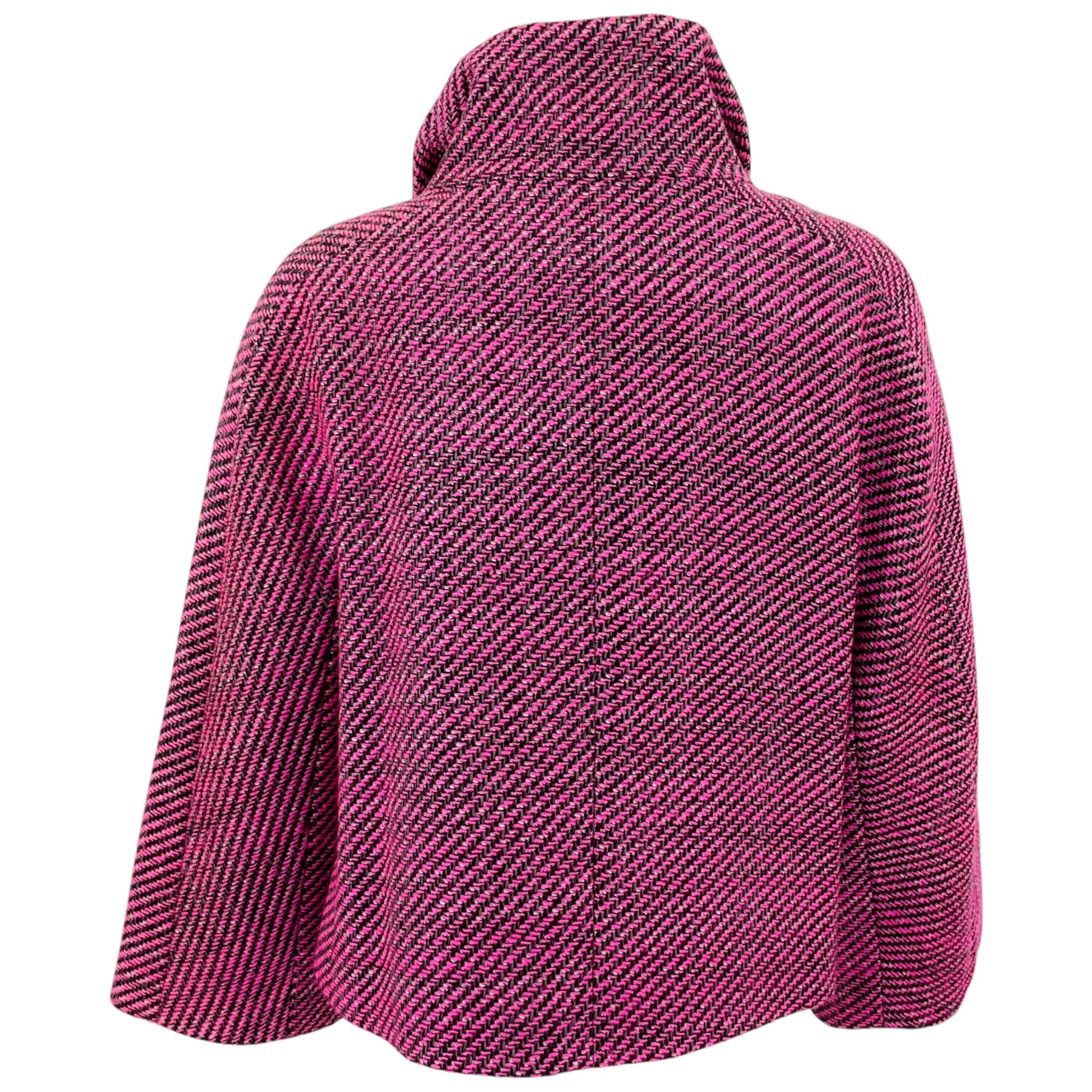 Escada Pink / Black Wool Knit Funnel Neck Jacket