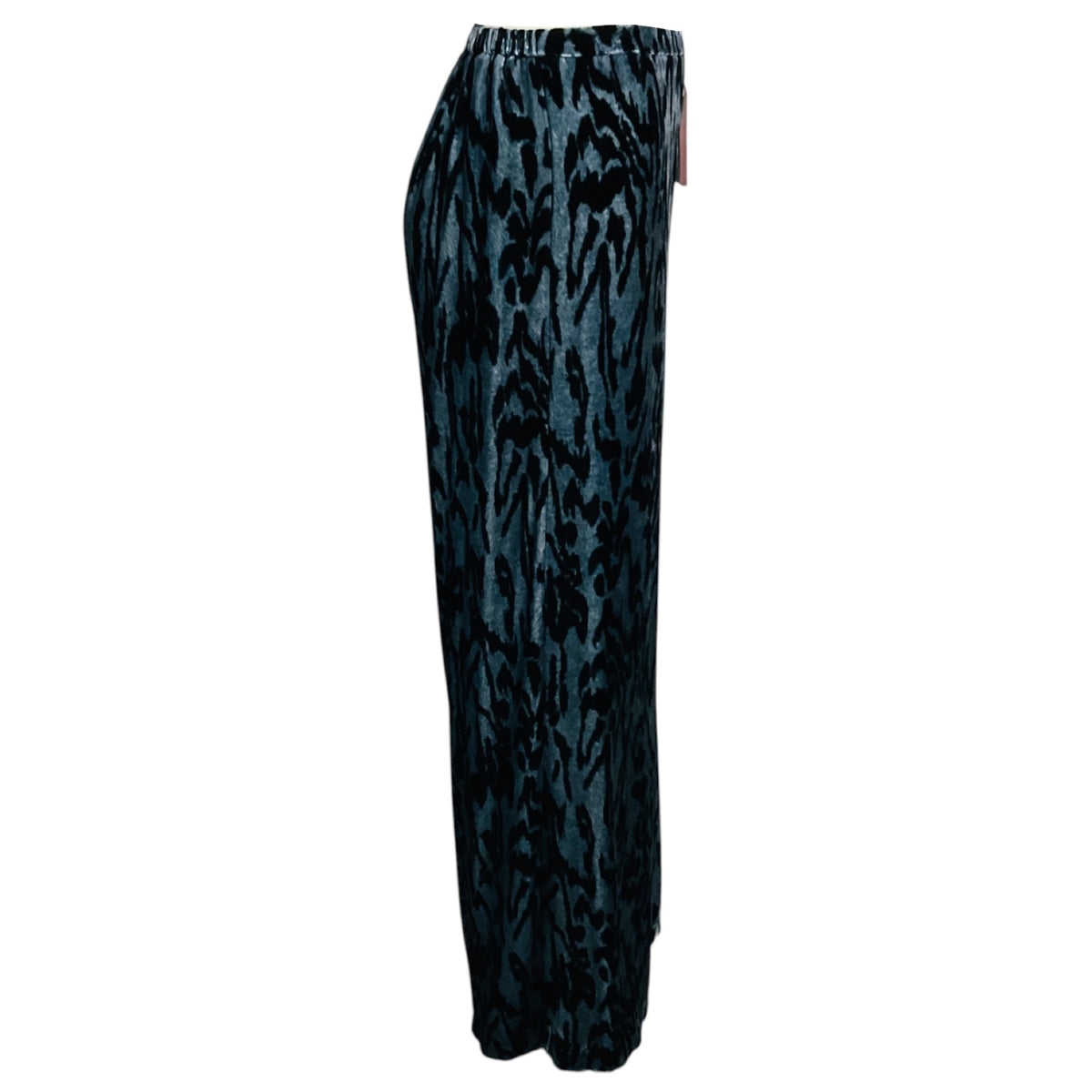 forte_forte Stone Blue Grey Leopard Printed Wide Leg Velvet Le Stampe Pants