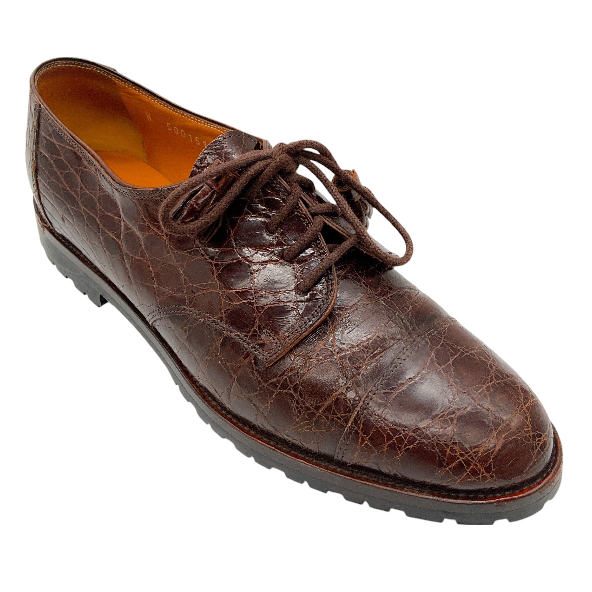 Ralph Lauren Brown Crocodile Skin Leather Oxford Shoes