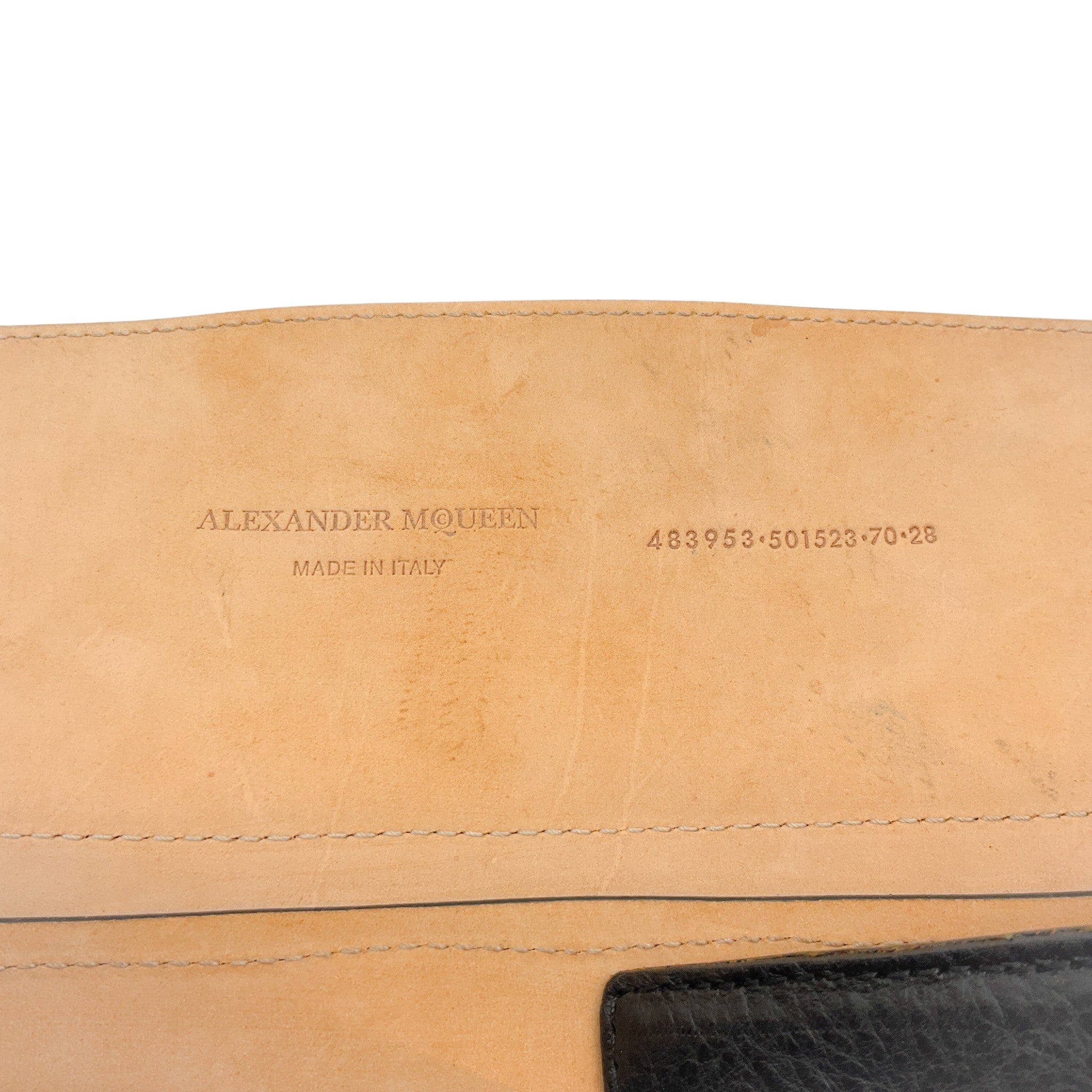 Alexander McQueen Black Leather Structured Corset Belt with Embroidery