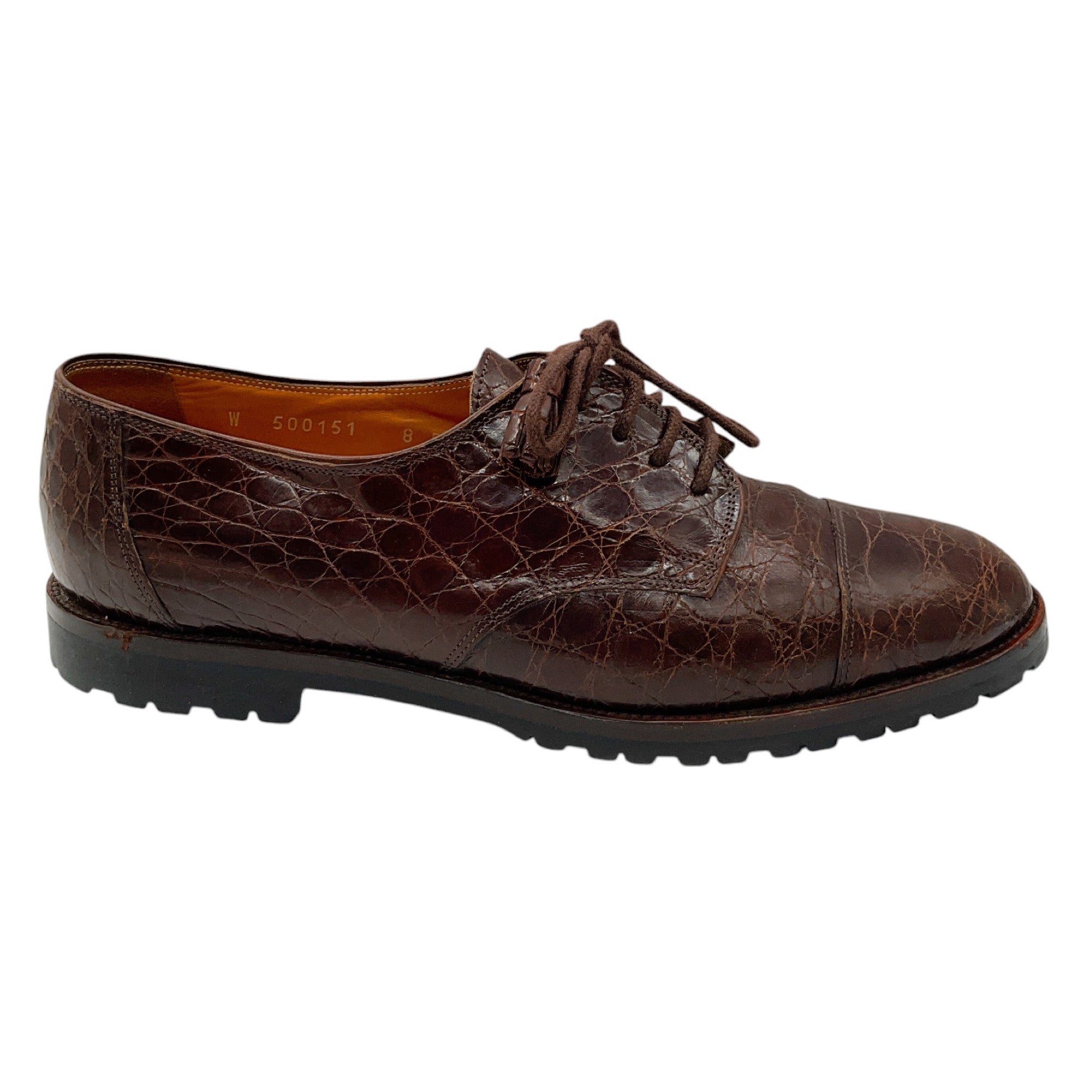 Ralph Lauren Brown Crocodile Skin Leather Oxford Shoes