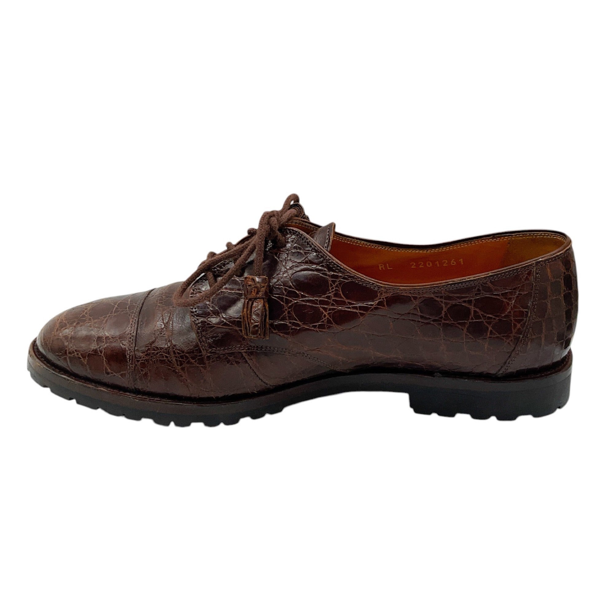 Ralph Lauren Brown Crocodile Skin Leather Oxford Shoes