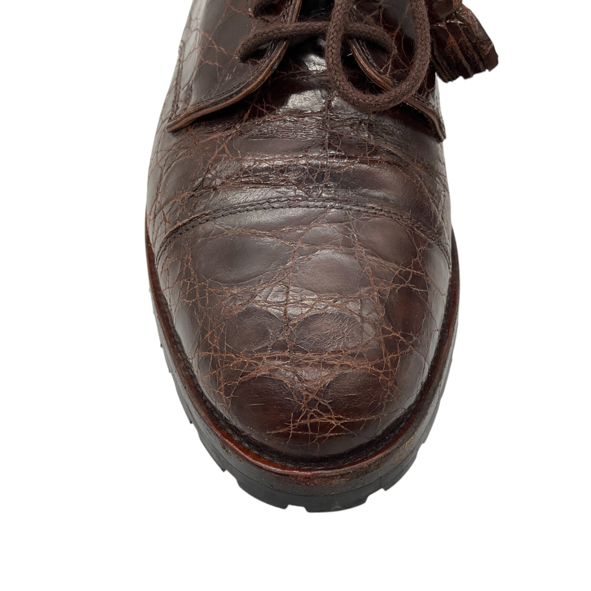 Ralph Lauren Brown Crocodile Skin Leather Oxford Shoes