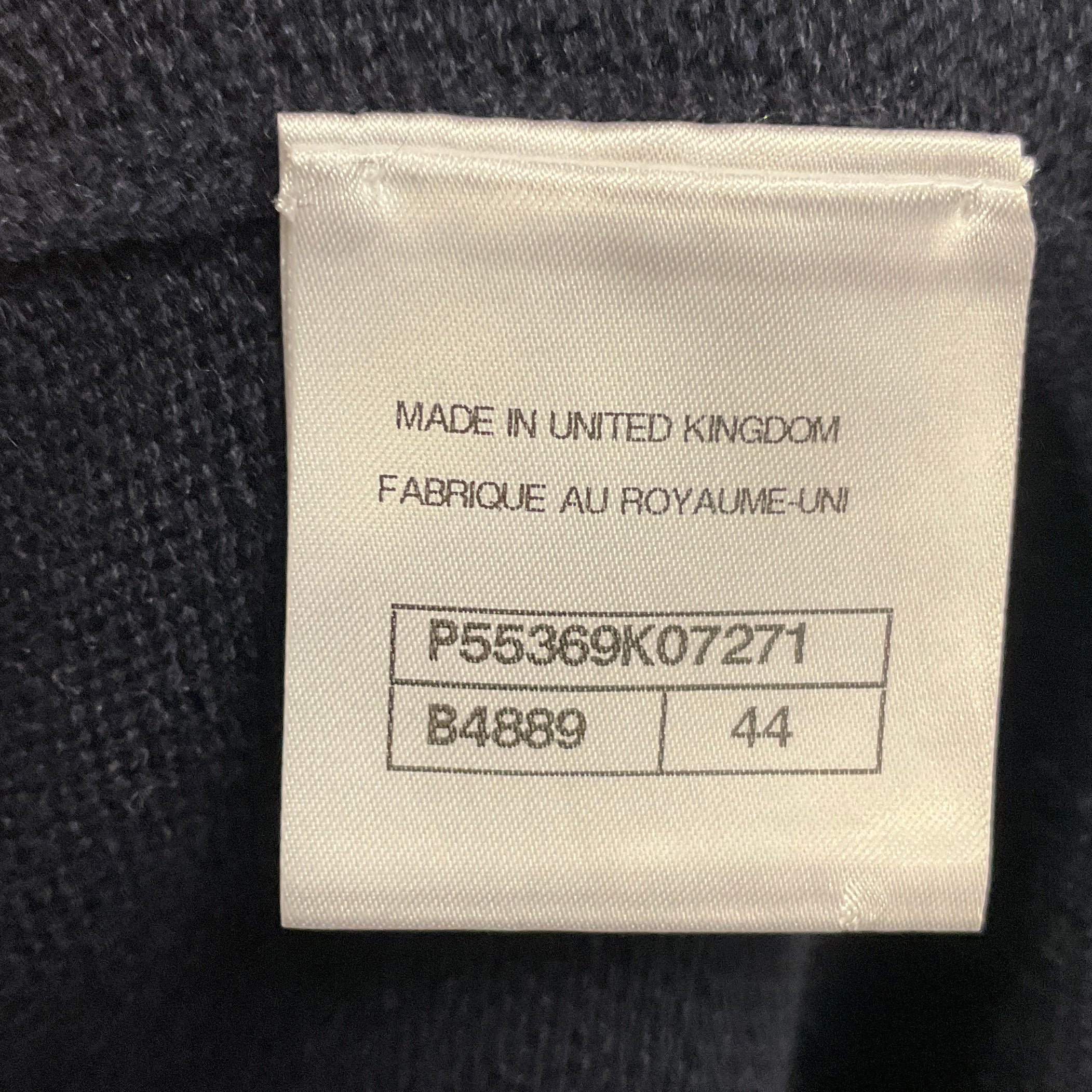 Chanel Navy / White 2016 Cashmere Knit Long Cardigan Sweater with Silver CC Logo Buttons