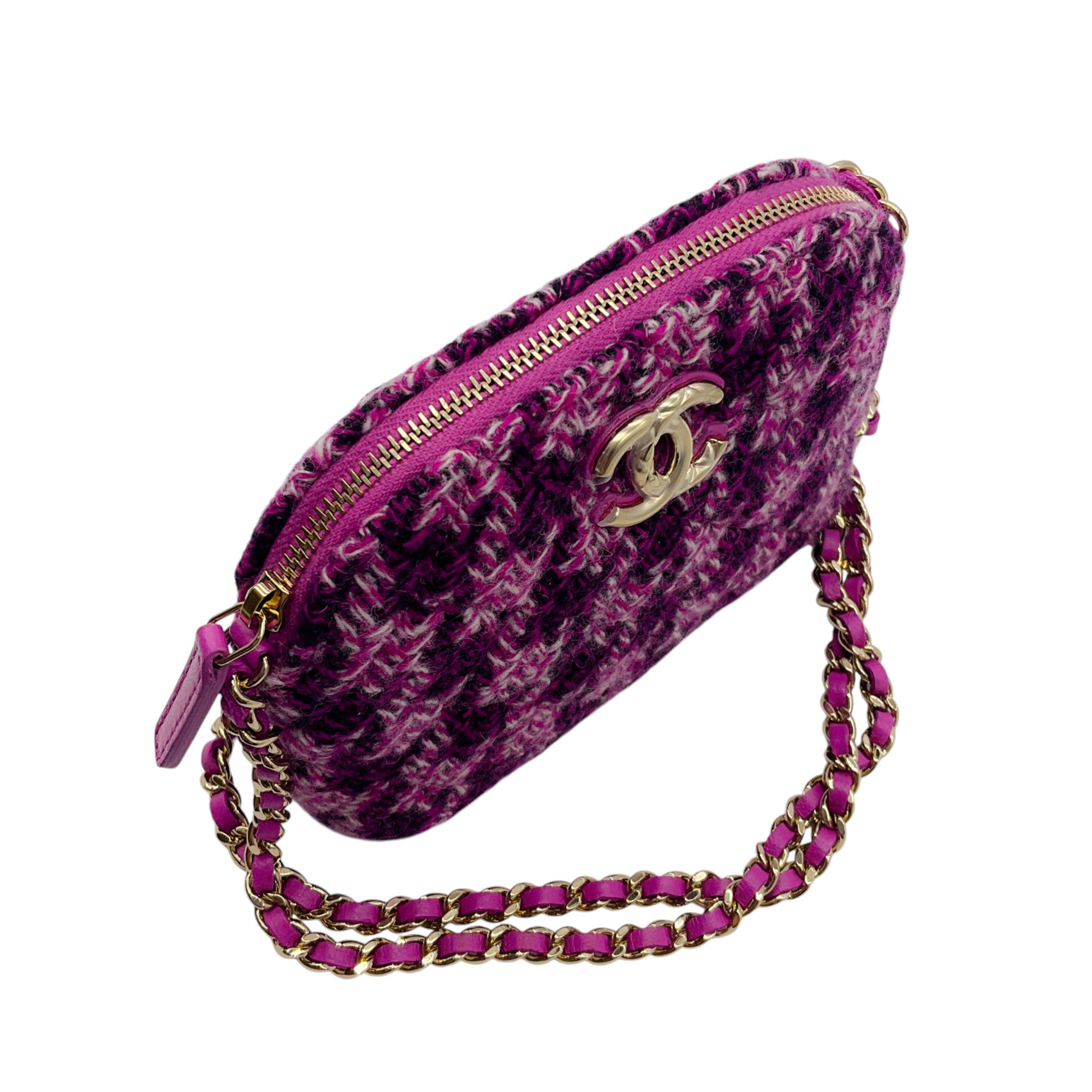 Chanel Purple Tweed Mini Crossbody Bag