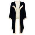 Load image into Gallery viewer, Chanel Navy / White 2016 Cashmere Knit Long Cardigan Sweater with Silver CC Logo Buttons
