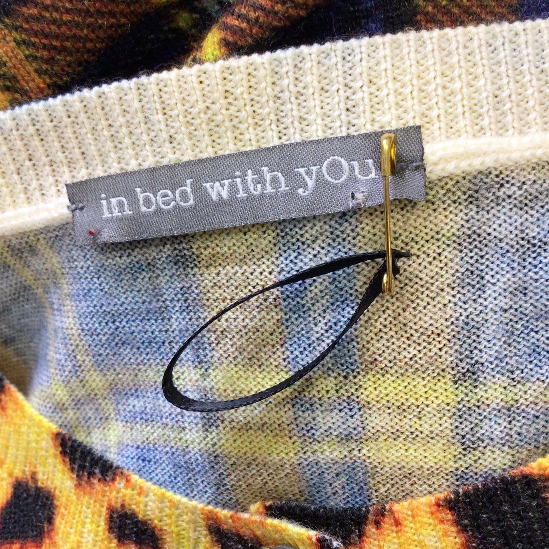 in bed with you Multicolored Leopard and Plaid Print Long Sleeved Button-down Wool Knit Cardigan Sweater