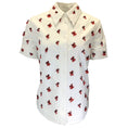 Load image into Gallery viewer, Duncan White / Red Embellished Short Sleeved Button-down Cotton Shirt
