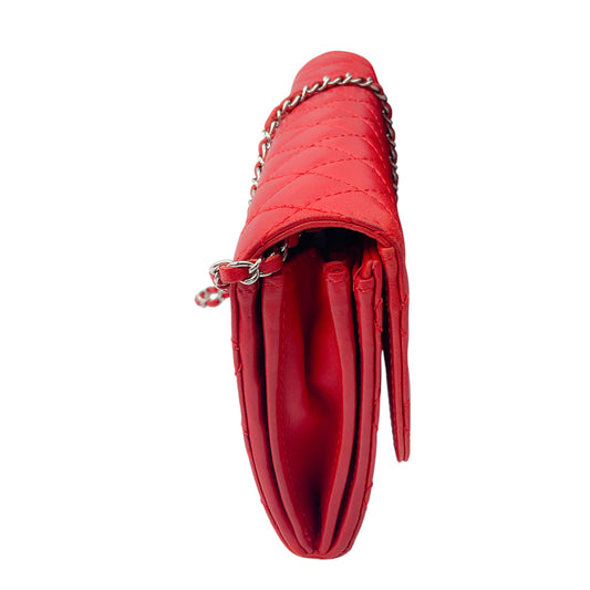Chanel Red Classic Quilted Leather Chain Strap Flap Handbag