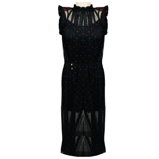 Zimmermann Black / Pink Floral Sheer Silk Chiffon Midi Dress with Slip