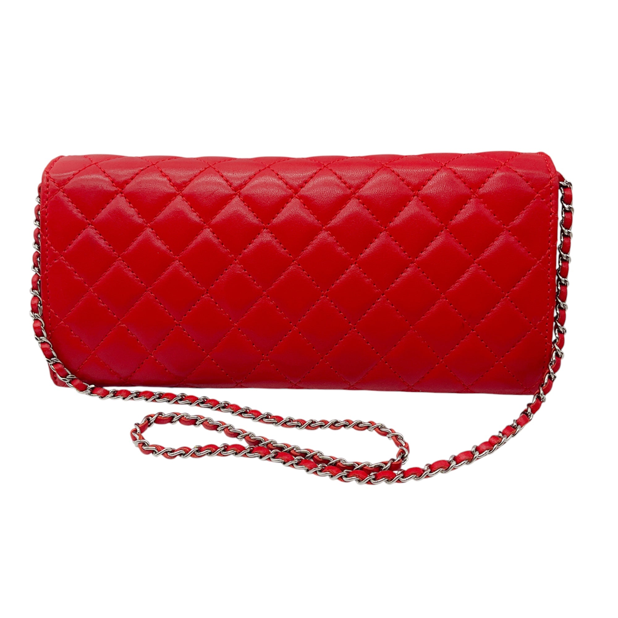 Chanel Red Classic Quilted Leather Chain Strap Flap Handbag
