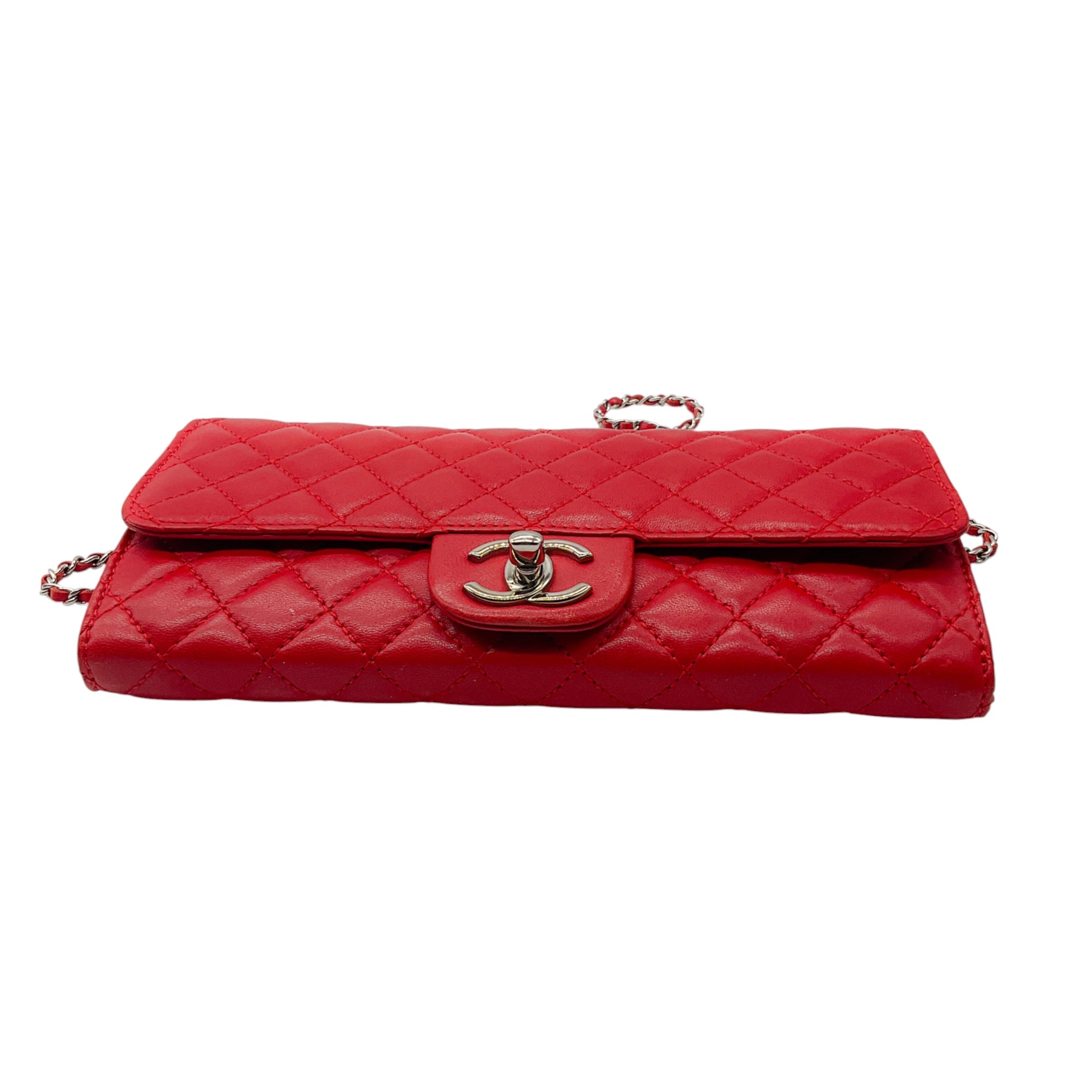 Chanel Red Classic Quilted Leather Chain Strap Flap Handbag