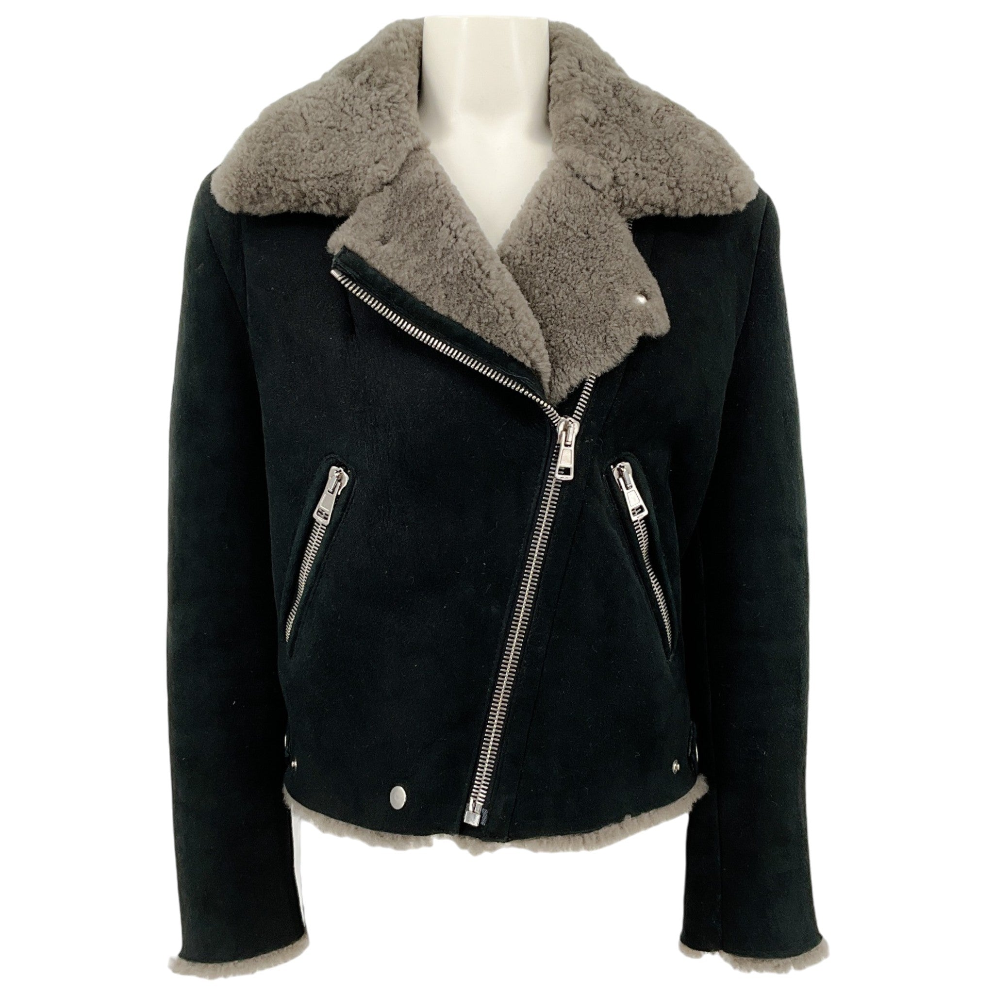 Acne Black Shearling Moto Jacket
