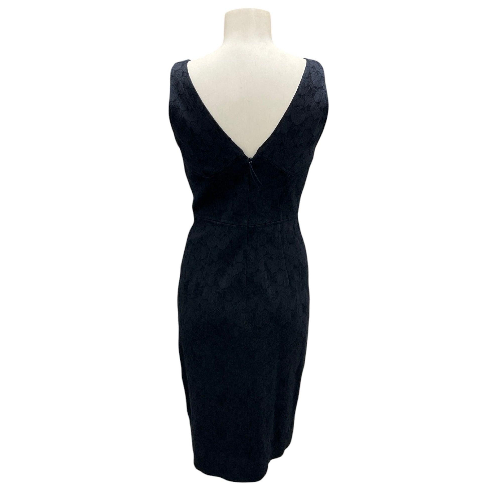 J. Mendel Navy Blue Fitted Sleeveless V-Neck Stretch Dress