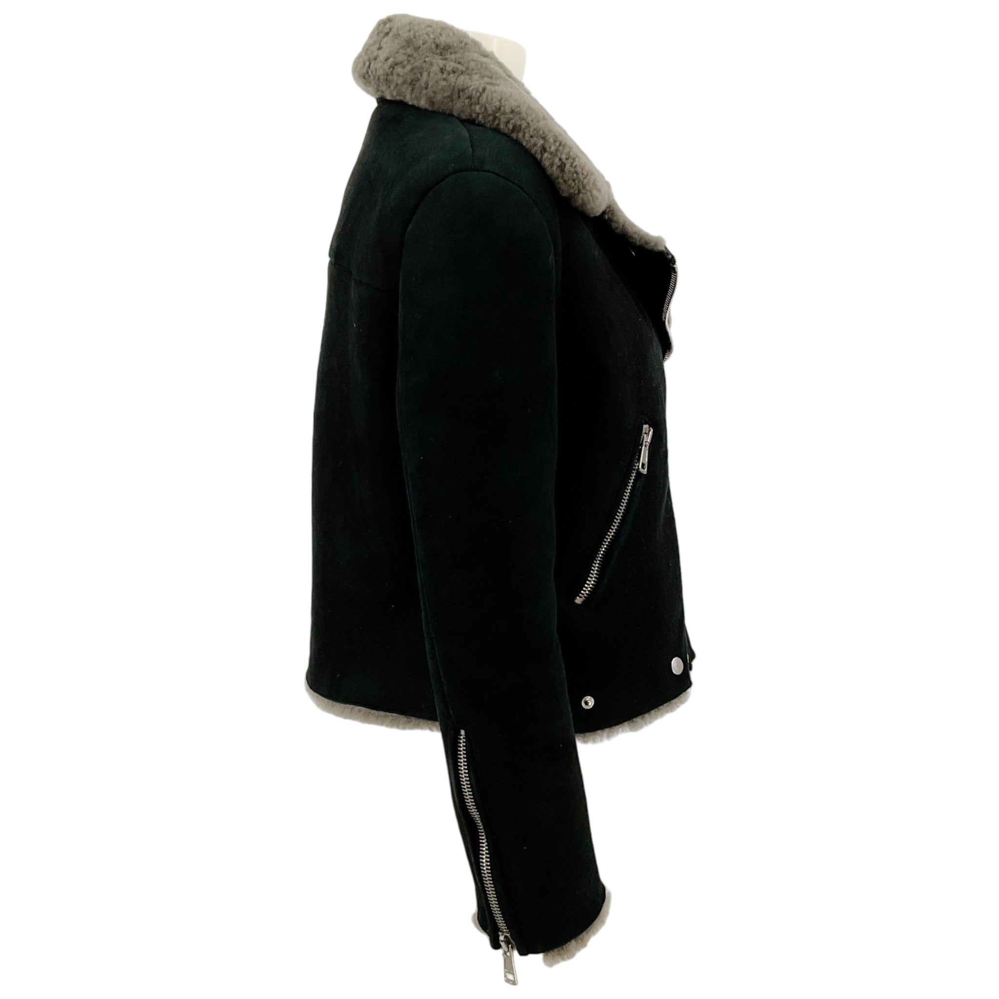 Acne Black Shearling Moto Jacket