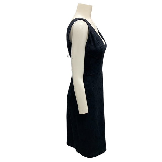 J. Mendel Navy Blue Fitted Sleeveless V-Neck Stretch Dress