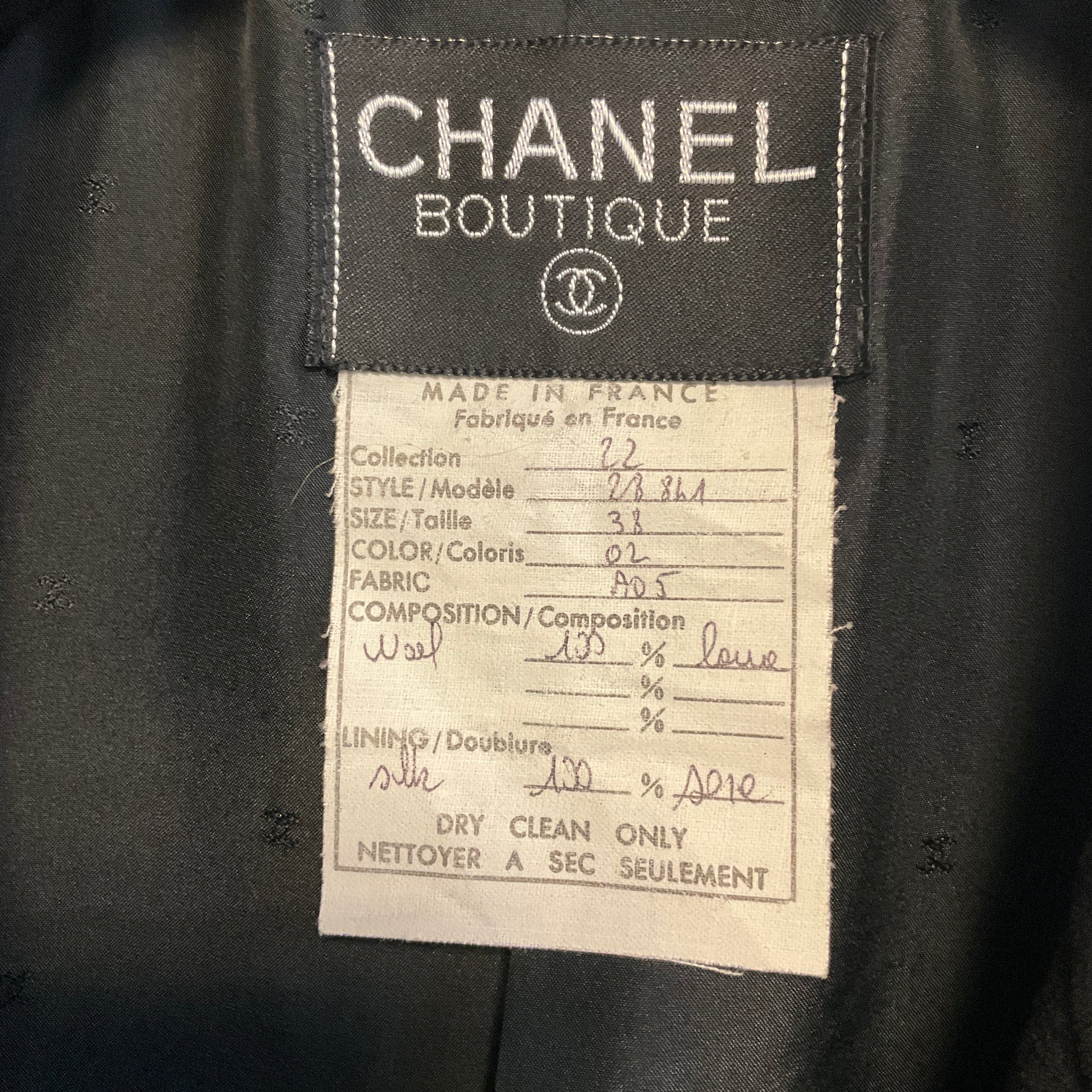 Chanel Vintage Black Wool Gauze Crepe Jacket with Gold Hammered Buttons
