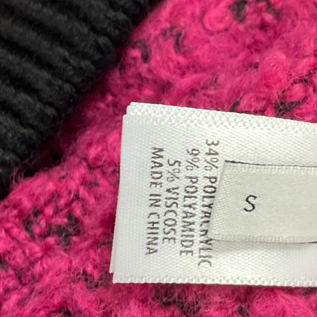 St. John Pink / Black Boucle Wool Knit Cardigan Sweater with Gold Buttons