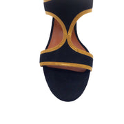 Altuzarra Black / Gold Chain Detail Ankle Strap Suede Sandals
