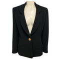 Load image into Gallery viewer, Chanel Vintage Black Wool Gauze Crepe Jacket with Gold Hammered Buttons
