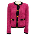 Load image into Gallery viewer, St. John Pink / Black Boucle Wool Knit Cardigan Sweater with Gold Buttons
