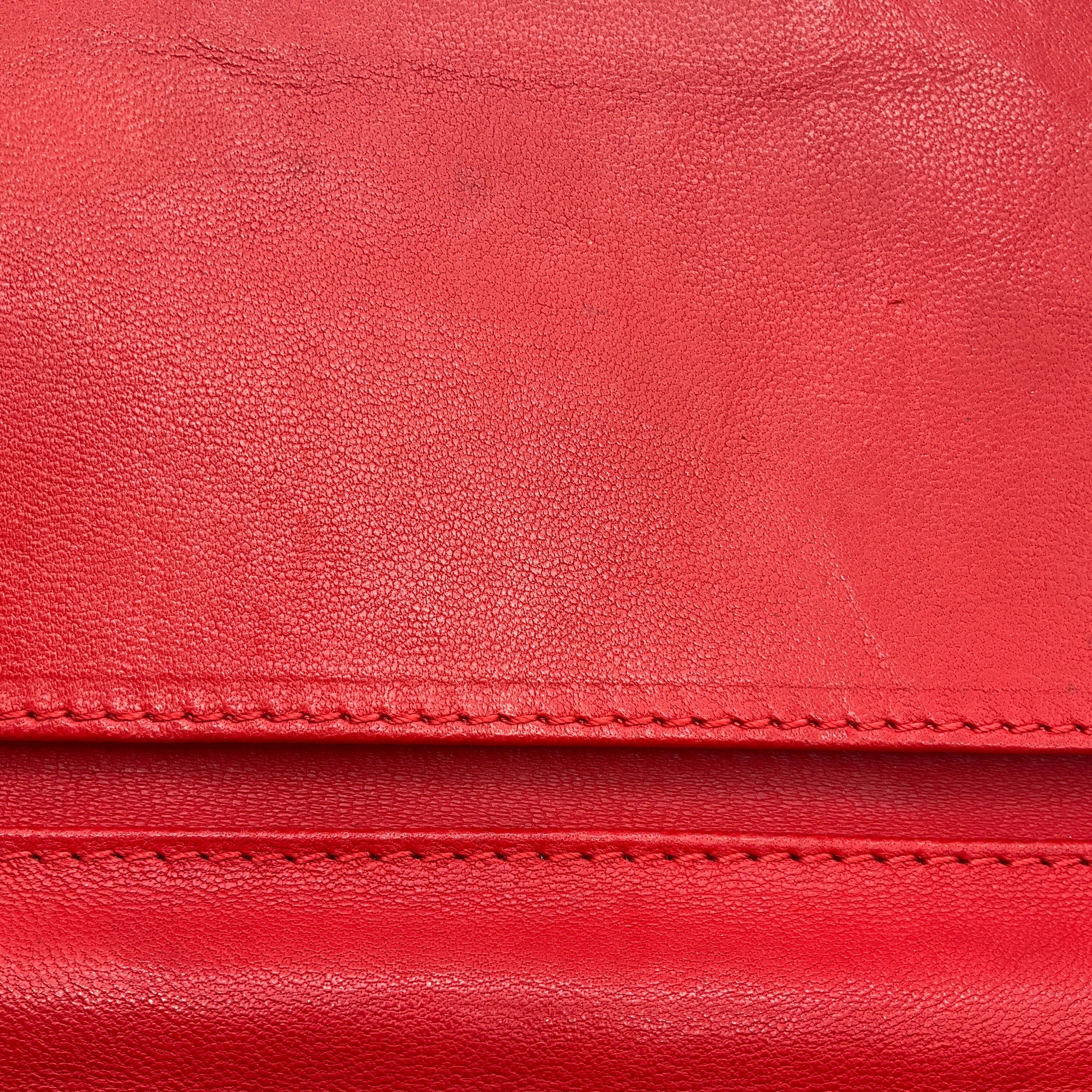 Chanel Red Classic Quilted Leather Chain Strap Flap Handbag