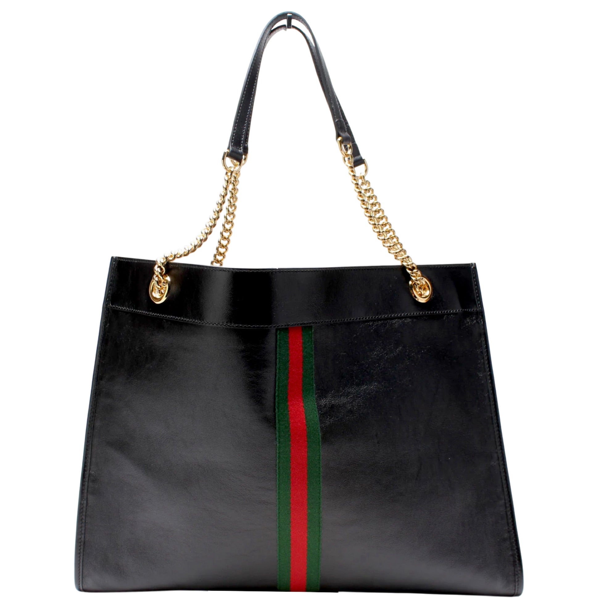 Gucci Black Tiger Head Leather Rajah Chain Tote Bag