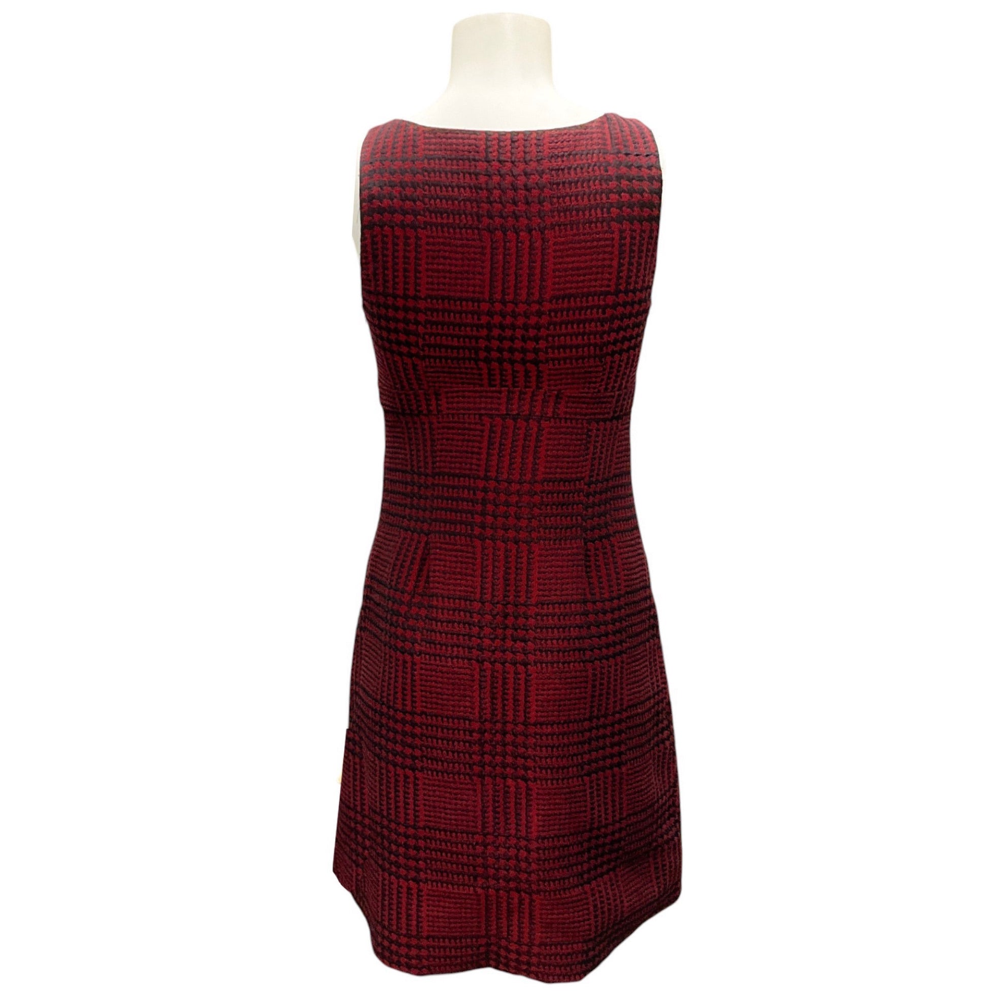 Moschino Cheap and Chic Red / Black Sleeveless Houndstooth Jacquard Sheath Dress