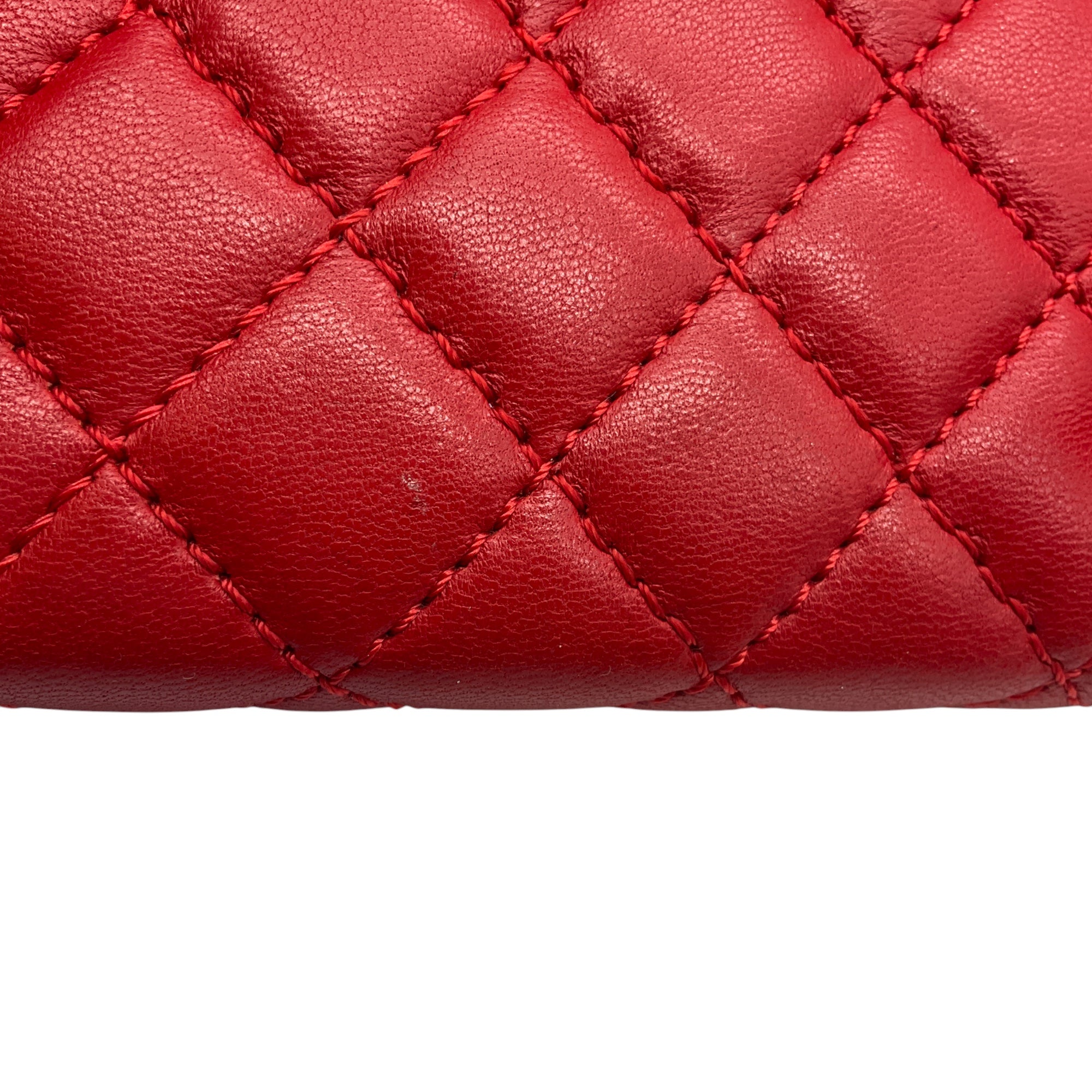 Chanel Red Classic Quilted Leather Chain Strap Flap Handbag