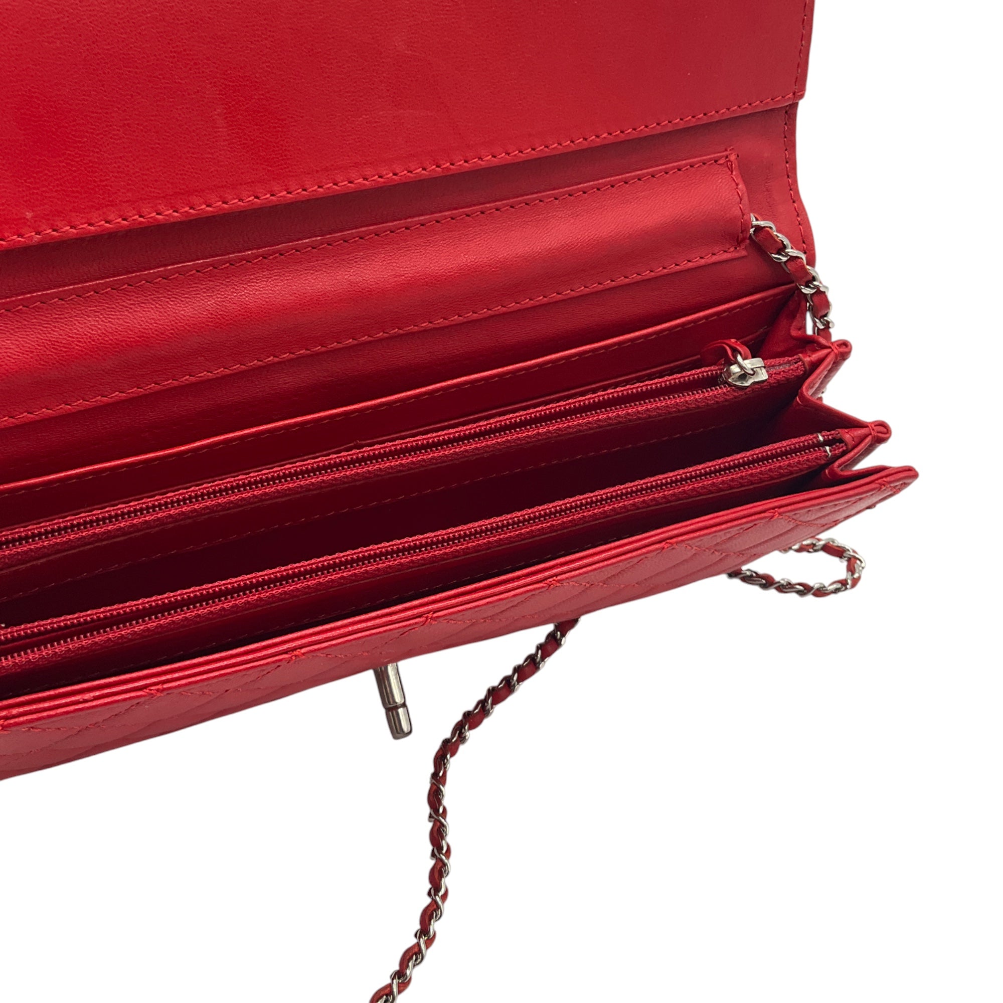 Chanel Red Classic Quilted Leather Chain Strap Flap Handbag