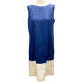 Load image into Gallery viewer, Balenciaga Blue / Ivory Sleeveless Silk Twill Shift Dress
